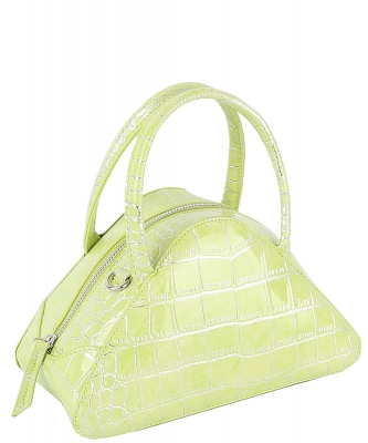 Silver Croc Triangle Satchel Bag LH120-Z LIME